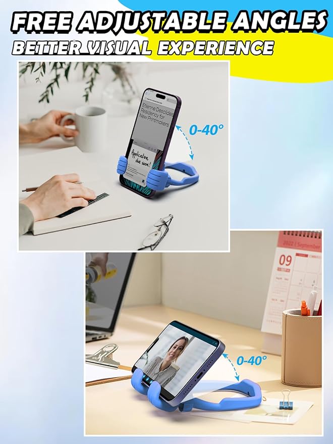 Stocking Stuffers for Teens Boys Girls Cell Phone Stand: Upgrade Adjustable Thumbs Up Lazy Phone Holder for Desk Fun Birthday Gifts for Grandma Adults Husband from Wife (Sky Blue, 1)