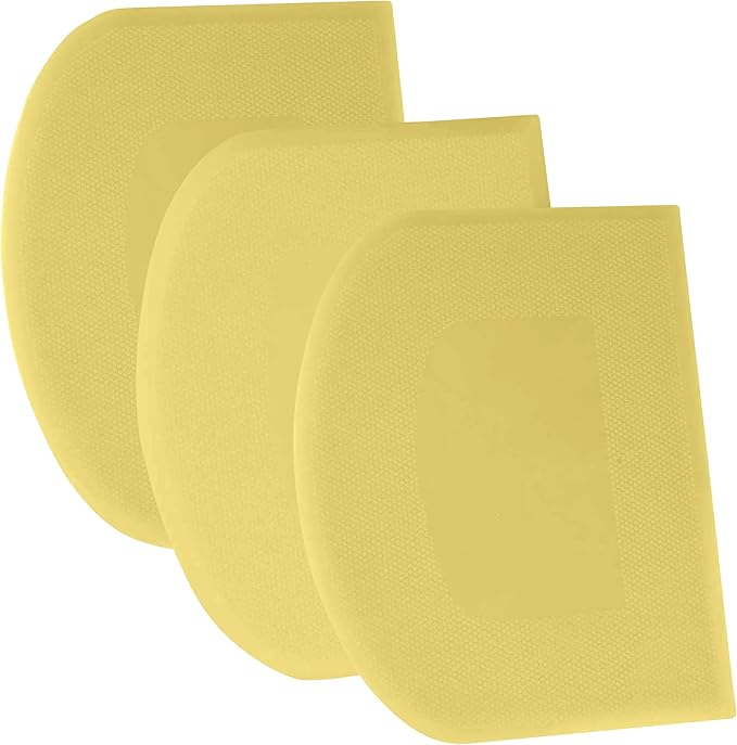 SURDOCA Dough Scraper Bench Scraper - 3P 13x7.9" Plastic Flexible Bowl Scraper, Sharp Edge & Angles Cake Scraper. Non-Slip Bakeware Decorating Tools Sculpting & Modeling Tools - Pure Yellow