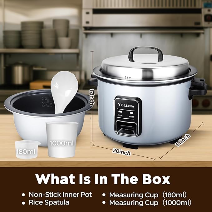 15L Commercial Rice Cooker 84 cup(Cooked) Large Rice Cooker | 24-hour Keep Warm| One Touch Operation, Food Warmer with nonstick pot |1350W Fast Cooking Electric Rice Cooker for Restaurant