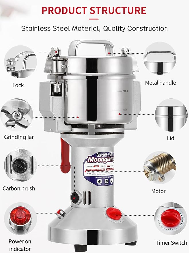 Moongiantgo Mini Coffee Grinder + 300g Electric Grain Mill