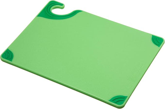 San Jamar Saf-T-Grip Plastic Cutting Board with Safety Hook, 9" x 12" x 0.375", Green