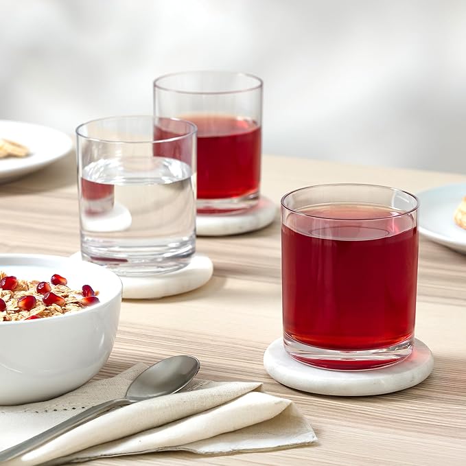 Zulay Kitchen Plastic Drinking Glasses (Set of 6) – 12oz Rocks Acrylic Shatterproof Cups for Home, Kitchen & Outdoors – Crystal Clear Glass Look – BPA & Lead-Free – Top-Rack Dishwasher Safe