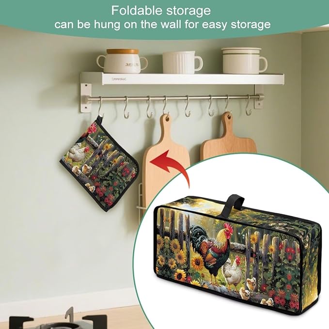 Toaster Cover Cute Farm Chicken Toaster Cover 2 Slice Long Slot Beige Slim Dustproof & Water-Resistant Dust Covers for Toasters 2 Slice Long Slot, Decor Kitchen Appliance Covers
