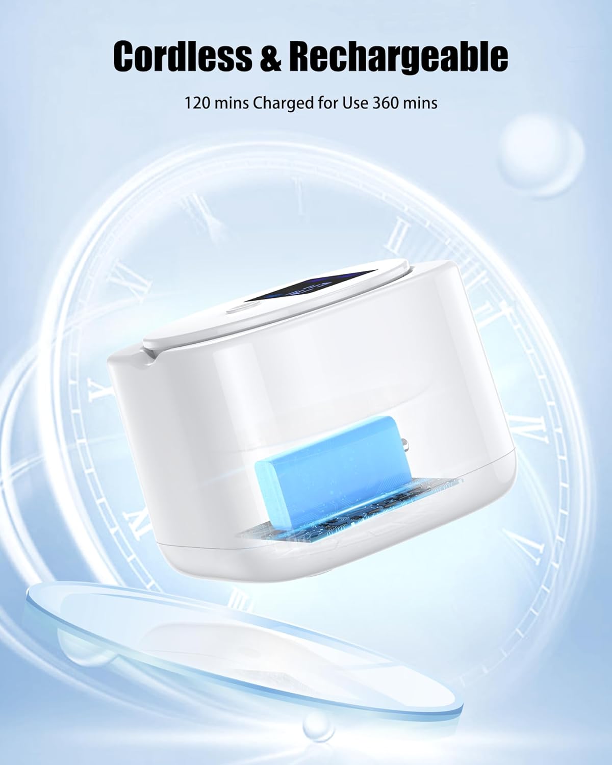 Ultrasonic Retainer Cleaner, Cordless Retainer Cleaner Machine for Dentures, Mouth Guard, Aligner, Night Guard, 45KHz 180ML Portable Dental Machine Pod for Home, Travel