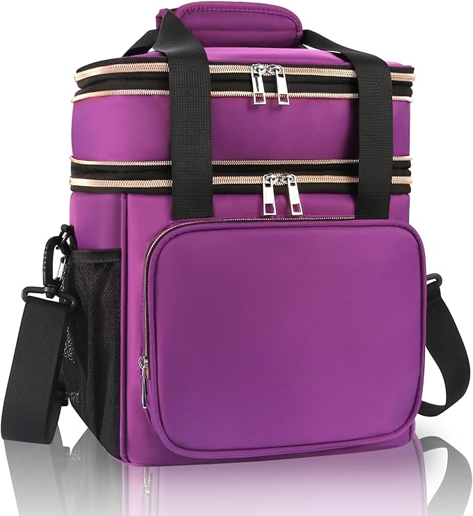 GLENKEY Versatile Lunch Box Cooler Bag - Expandable Insulated Lunch Bag Tote for Women - Large Lunchbox for Adults Work Office Outside Trips Purple 16L