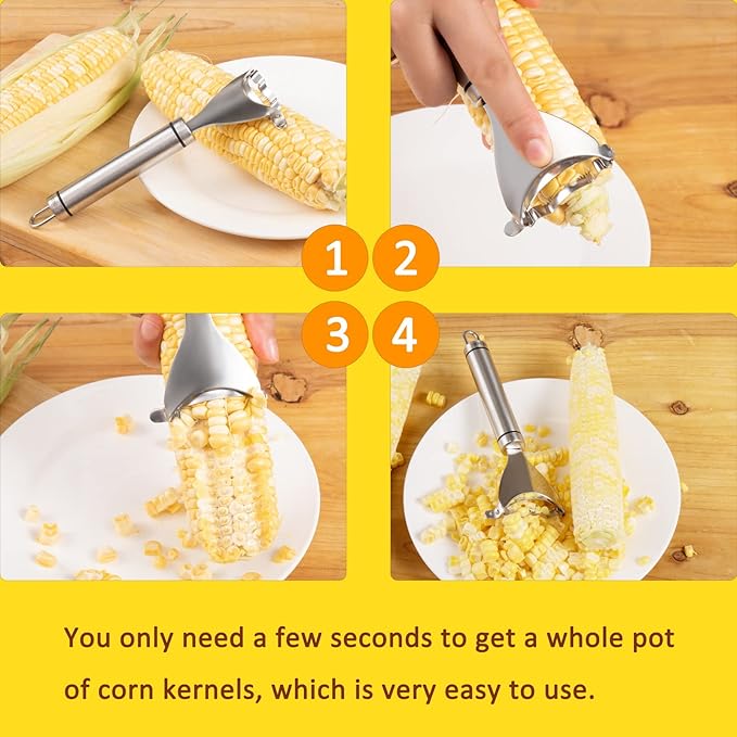 Corn Peeler, Corn stripper for corn on the cob remover tool,Stainless steel multifunctional Kitchen Grips Corn planer Cob Cutter kernels, with Hand Protect