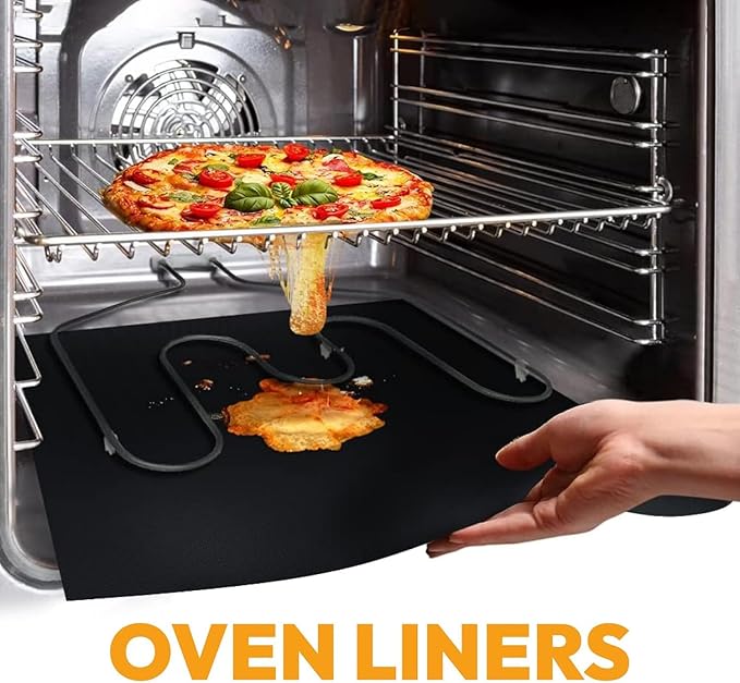 Large Teflon Mats, Reusable Non-Stick Oven Liners For Toaster Ovens, Dishwasher Safe, Oven Mat For Bottom Of Oven (13" x 16" / 2pcs) (24" x 16" 6pcs Black)