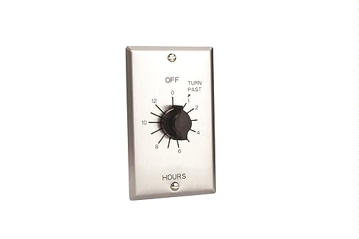 TORK C512H Spring-Wound in-Wall Twist Timer with Commercial Style Metal Plate and 12-Hour Length for Automatic Shutoff of Motors or Lights