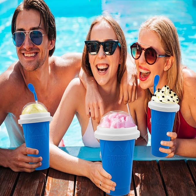 Slushy Maker Cup,DIY Magic Slushie Makers Squeeze Cups, Portable Smoothie Squeeze Cups for Juices, Milk and Ice Cream Make,Double Layer Squeezes Slushie Maker Cup, Birthday Gifts for Mom Dad & Friends