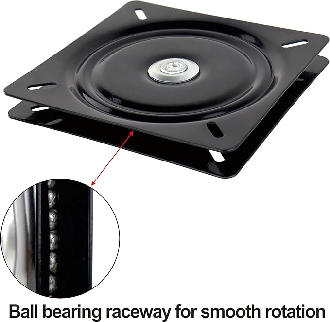 2 Pack 7 Inch Lazy Susans Turntable Bearings Swivel Zinc Plate, Black Square Susan Hardware, Heavy Duty Replacement Parts for Table, Chair, Round Bar Stools