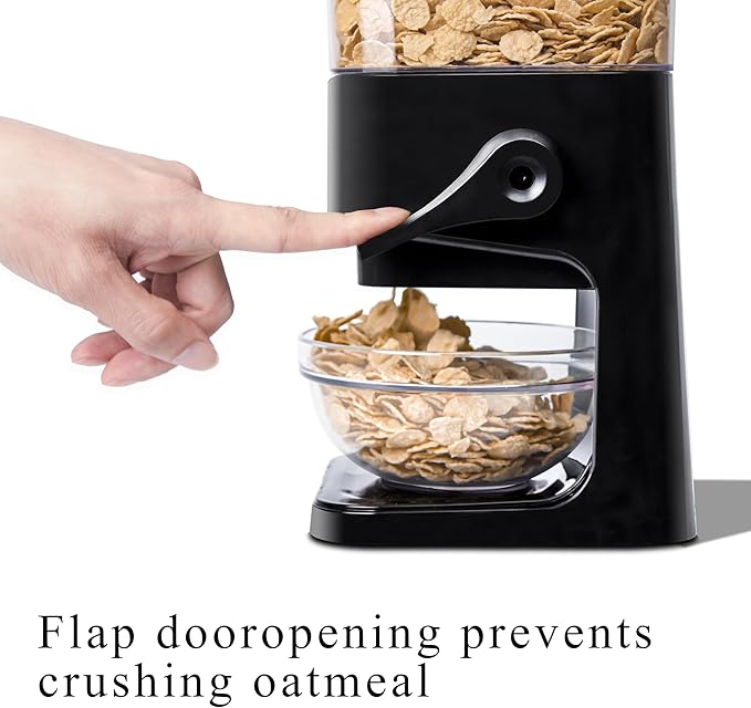 Cereal Dispenser Countertop, 5L Kitchen Organization Cereal Containers Storage, Desktop Candy Dispenser Plastic Cereal Dispenser, Snack Containers Can Hold Granola, Dry Food, Grain (Black, 1Pc)