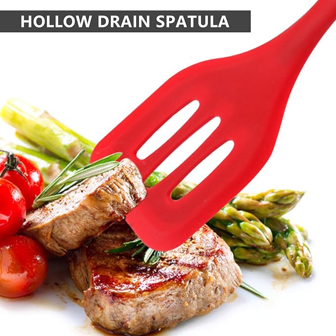 NileHome 4 Pack Silicone Spatula and Whisk Kitchen Utensils with Silicone Brush Heat Resistant BPA-free Rubber Spatula for Scraping, Baking, Cooking, Mixing- Red