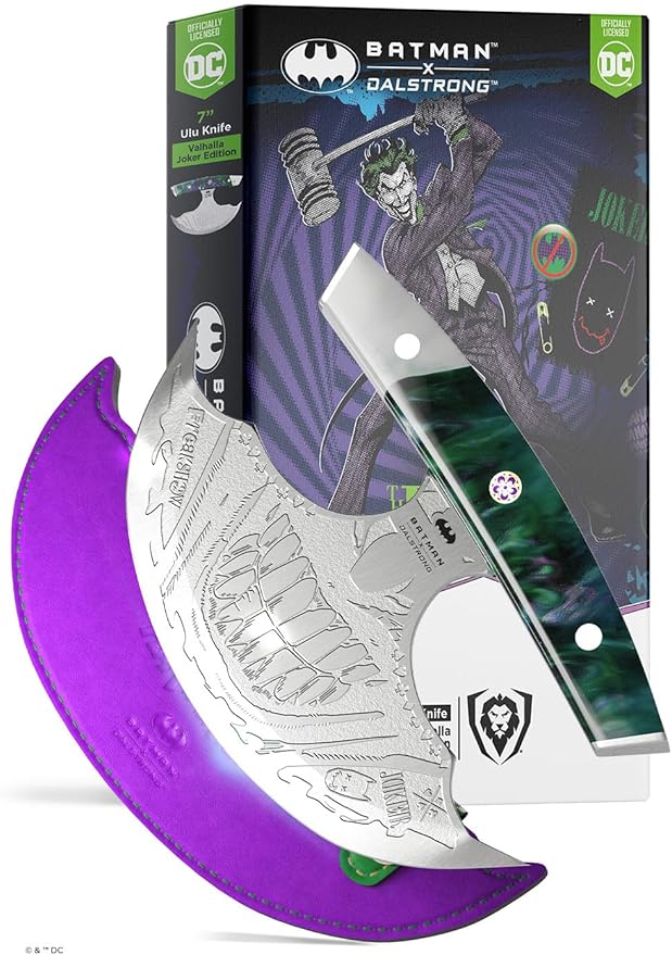 Dalstrong Ulu Knife - 7 inch Chef Knife - THE JOKER™ Edition Official License - 5 Layer 9CR18MOV Stainless Steel - Uniquely Cast Resin Handle - Collection Item - w/Sheath