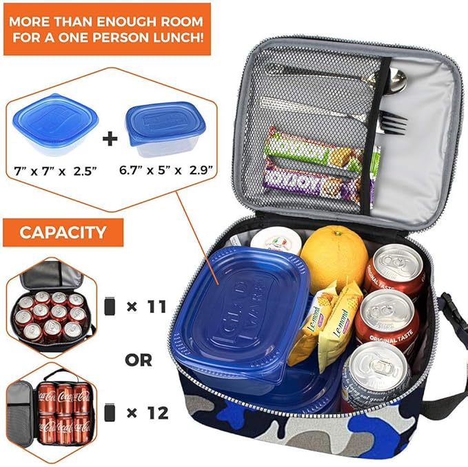 ZM-YOUTOO Lunch Box for Men - Reusable Lunch Bag Men Adult Women- Insulated Small LunchBox (Camouflage)
