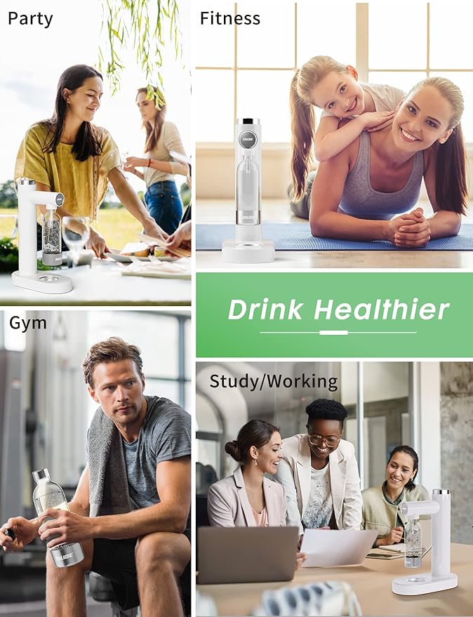 Sparkling Water Maker, Soda Streaming Machine with 1L BPA-Free Carbonation Bottle, Makes Home Fizzy Drinks, Seltzer Carbonated Water Maker, Compatible with Standard 60L CO2 Carbonators (Not Included)