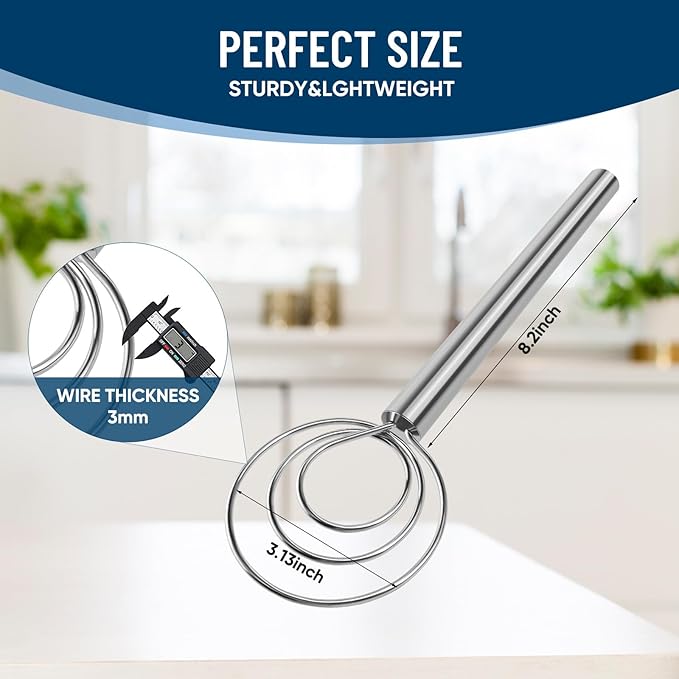Danish Dough Whisk Stainless Steel Hook Dutch Mixer Tool for Bread Sourdough Baking Mixing