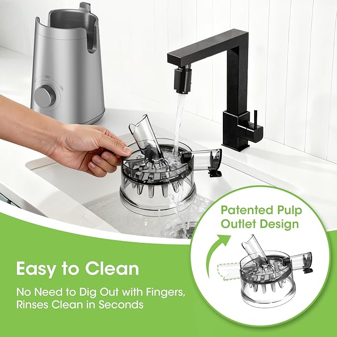 Juicer Machines, 5.3" Wide Feed Chute Cold Press Juicer for Whole Vegetables & Fruits, High Juice Yield, BPA Free (Slivery)