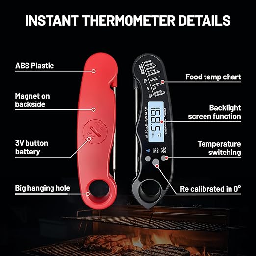 𝟮𝟬𝟮𝟱 𝙐𝙥𝙜𝙧𝙖𝙙𝙚𝙙 Instant Read Digital Meat Thermometer by puxyblue - 2 Pack Waterproof & Super Fast Food Thermometer Widely Used for Indoor & Outdoor Cook, Grill, Bake, BBQ, Candy Making
