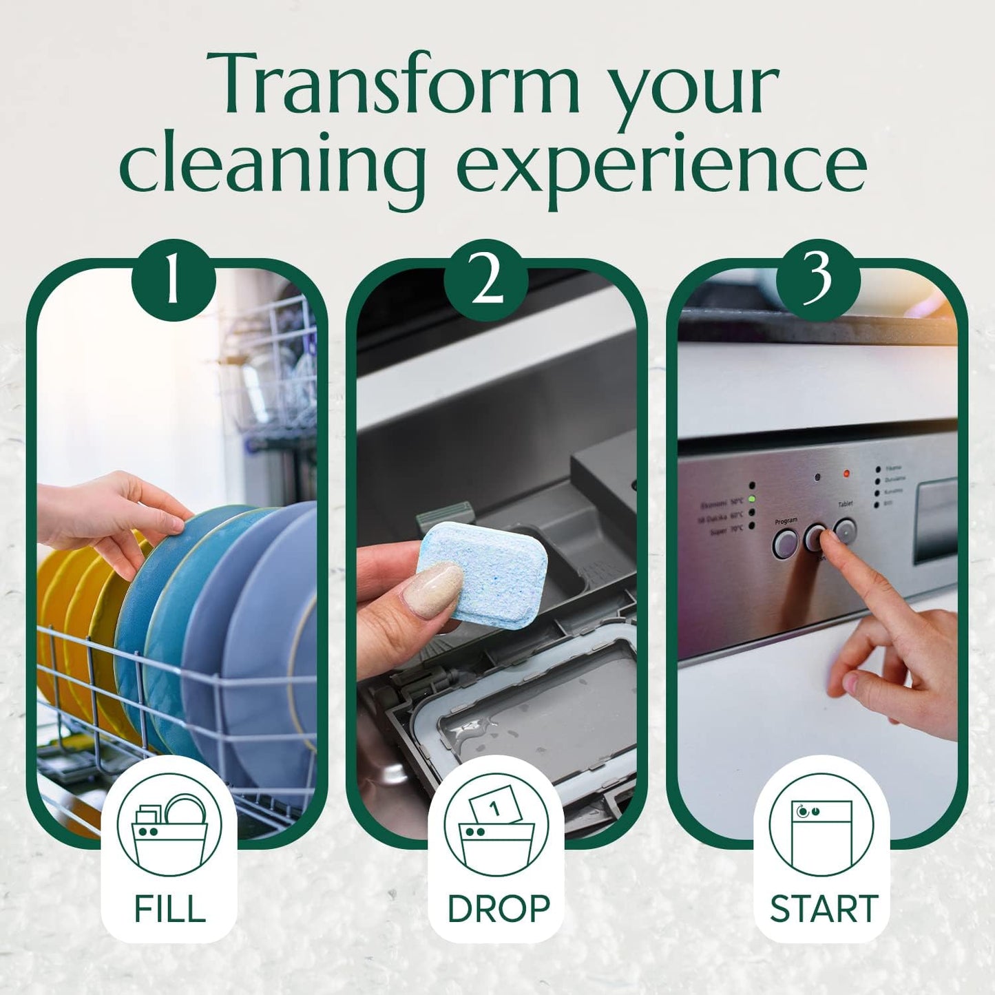 CLEANOMIC Dishwasher Pods (32 Eco Tabs) Soap Detergent, No Harsh Ingredients, Individually Wrapped - Lemon Fresh