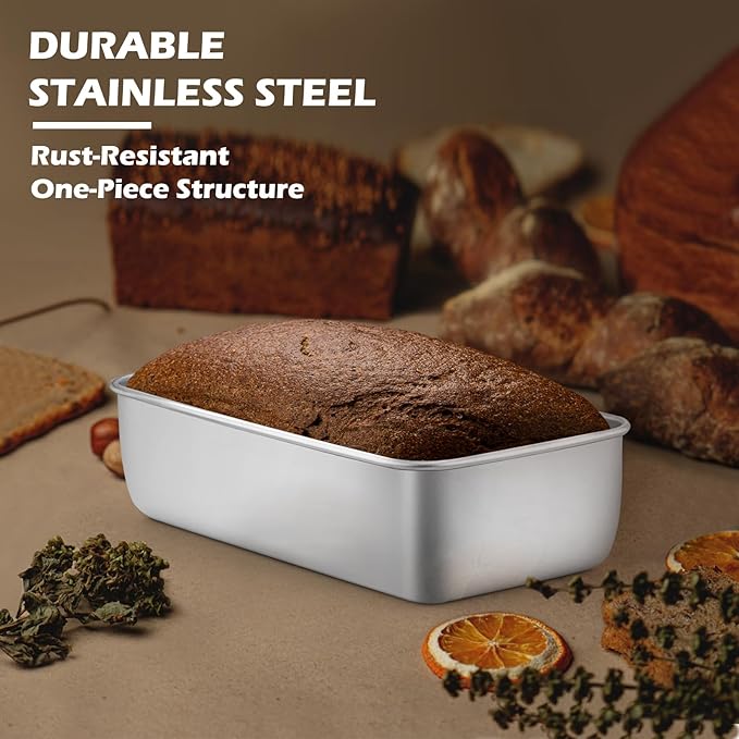 Leonyo 8 Pack Loaf Pans for Baking Bread, 9x5IN Stainless Steel Loaf Bread Pans Set for Homemade Meatloaf, Bananas, Brownies, Lasagnas, Dishwasher Oven Safe