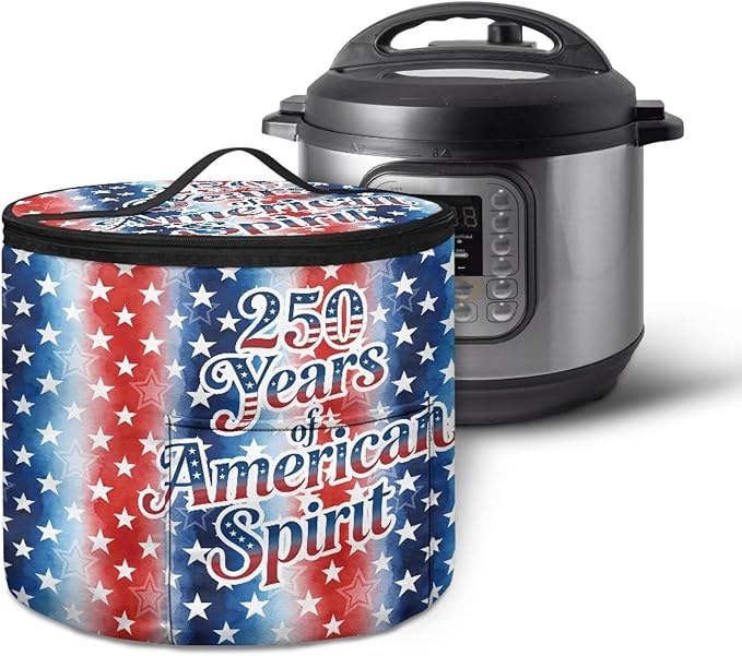 Stars and Stripes Electric Pressure Cooker Insulation Bag for US 250Th Anniversary Stain Resistant Reusable Electric Pressure Cooker Bag with Top Padding Handle