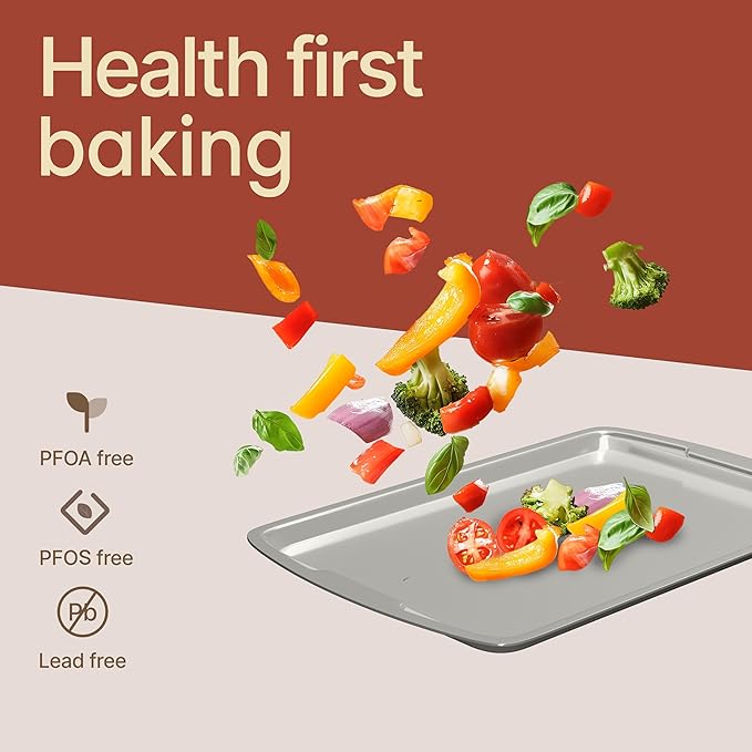 BAKKEN 6-Piece Kitchen Baking Pan Set - Royal Blue Color with Gray Ceramic Nonstick Coating, Commercial Grade Carbon Steel Bakeware, Baking Essentials, PFOA, PFOS, PTFE Free, Oven Safe (Up To 450° F)
