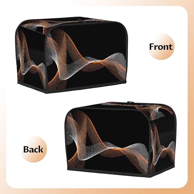 4 Slice Toaster Cover,Abstract Glowing Spiral Lines On Black Small Kitchen Appliance Bread Machine Cover with Pockets,Dust & Fingerprint Protection