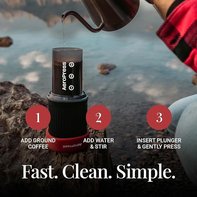 AeroPress Go, Extra Small Portable Coffee Maker Kit, Travel, Hiking & Camping, All-in-One French Press, Pour-Over & Espresso Style Manual Brewer, 2 Min Brew Makes a Less Bitter, More Flavorful Cup