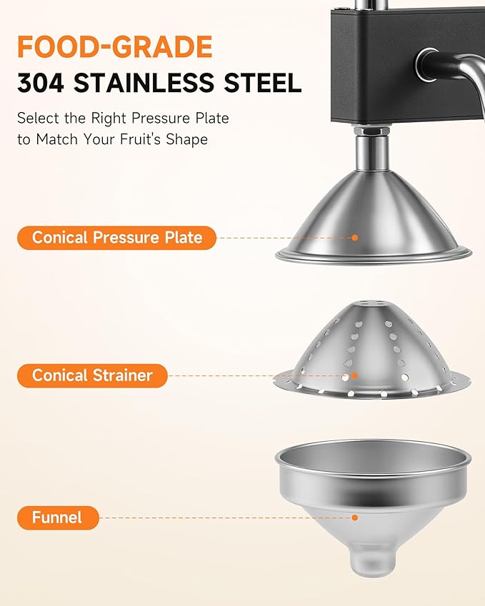 CO-Z Manual Citrus Juicer, Heavy-Duty Manual Juicer with Conical & Flat Pressure Plates, Professional Lemon Squeezer for Orange Pom Lime Lemon Juice, Dishwasher Safe Orange Juice Press, Black