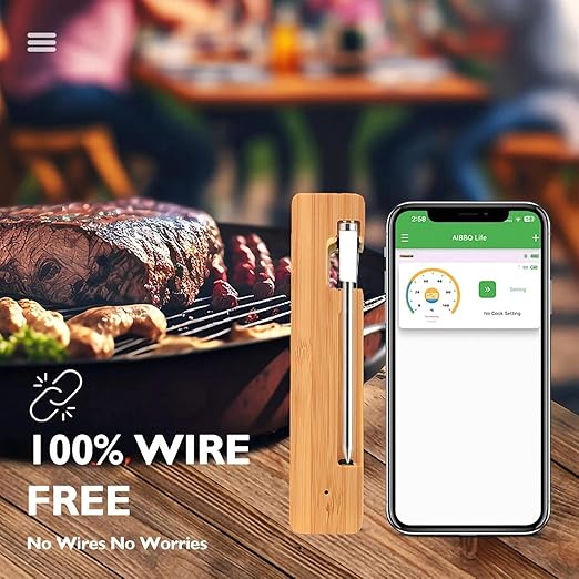 Smart Meat Thermometer 656FT Remote Range Digital Cooking Food Thermometer with Cordless Probe Real-Time Readings from Apps IP68 Waterproof for BBQ, Oven, Grill, Smoker, Air Fryer, Kitchen