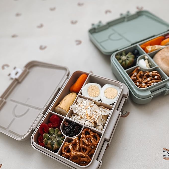 nouka Design Bento Lunch Box | Easy to Open Latches | Spill Proof Design | 6-Compartment Removable Tray | Fairy Bush
