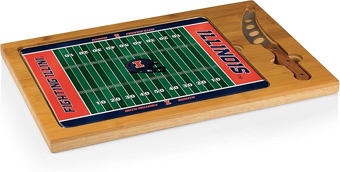 PICNIC TIME NCAA Icon Glass Top Cutting Board & Knife Set, Cheese Boards Charcuterie Boards, Serving Platter, (Parawood & Bamboo)
