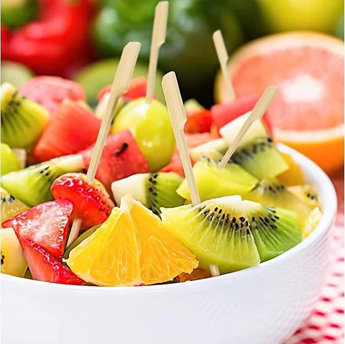 4.7 Inch Bamboo Skewers, 300 PCS Bamboo Paddle Wood Picks, Toothpicks for Appetizers, Cocktail Picks for Drinks, Food Picks, BBQ, Sandwich, Barbecue Snacks.