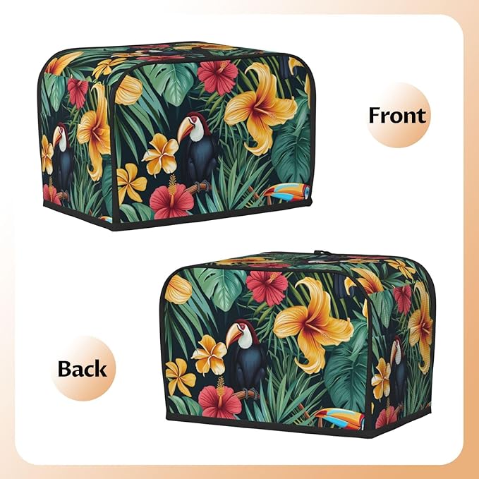 Tropical Jungle Birds Toaster Cover 2 Slice, Cute Rural Bread Machine Cover, Washable Dust-Proof Cover for Kitchen Small Appliance Cover,with Top Handle
