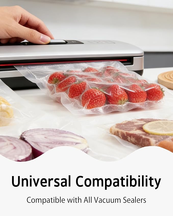 Syntus 100 Count Vacuum Sealer Bags Gallon 11 x 16 inch for Seal a Meal, Commercial Grade BPA Free Heavy Duty Precut Seal Bags, Food Vac Bags for Storage, Meal Prep or Sous Vide