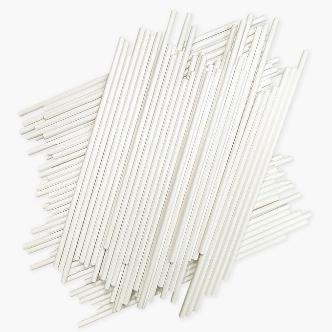 150 Count 4 INCH White Paper Lollipop Sticks,Cake Pop Sticks,Sucker Sticks for Cookies,Rainbow Candy,Chocolate,Cake Topper(Dia 3.5mm)
