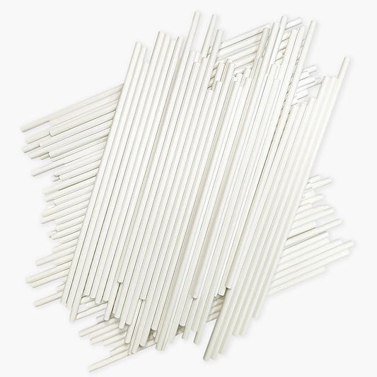 100 Count 6 INCH White Paper Lollipop Sticks,Cake Pop Sticks,Sucker Sticks for Cookies,Rainbow Candy,Chocolate,Cake Topper(Dia 4mm)
