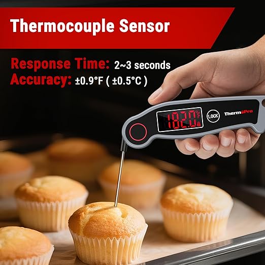 ThermoPro TP19 Waterproof Digital Meat Thermometer for Grilling with Ambidextrous Backlit & Thermocouple Instant Read Kitchen Cooking Food Thermometer for Candy Water Oil BBQ Grill Smoker