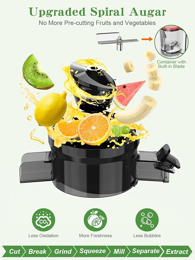 Juicer Machines, Cold Press Juicer for Whole Vegetables & Fruits, Slow Masticating Juicer Maker with Wide Feed Chute, High Juice Yield, Quiet Motor, Easy to Clean, Orange Extractor, Christmas Red