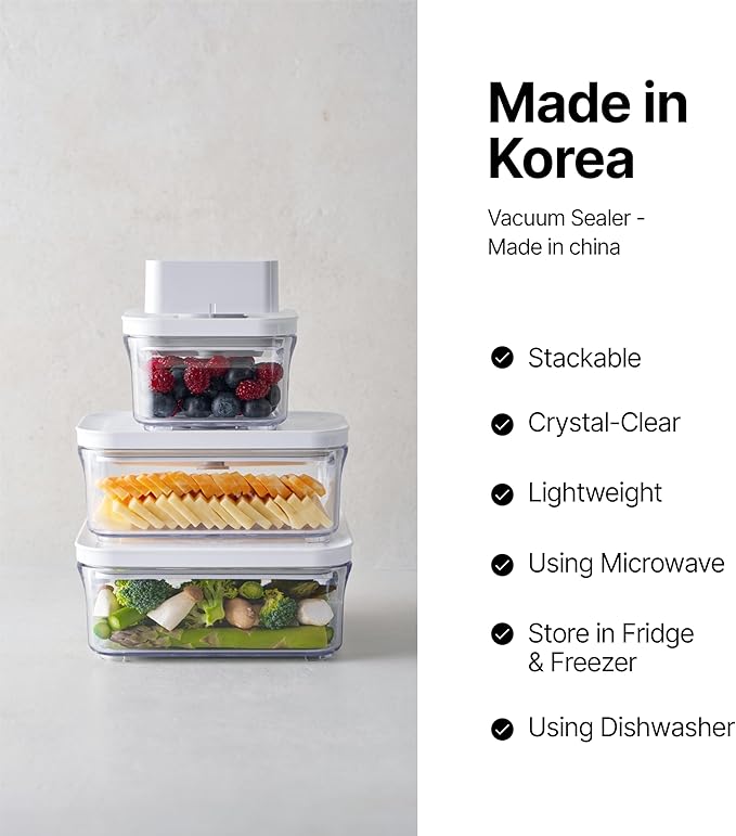 VAKUEN Premium Airtight Food Storage Containers, 4L(4.10qt) Smart One-Click Seal Lid, Patented Double Silicone Lining, 100% Leak Proof, BPA-FREE (Large Container 4.0)