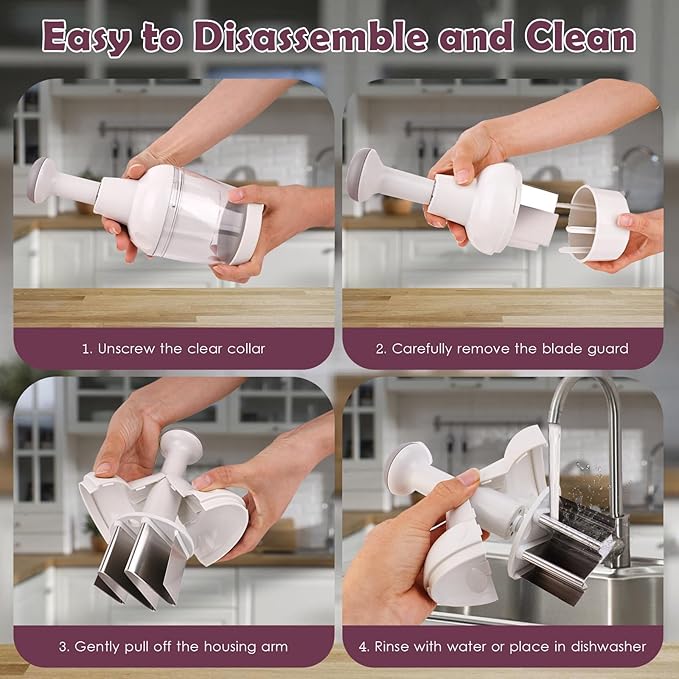 Food Chopper Vegetable Cutter with Container Onion Veggie Garlic Nut Dicer Manual Hand, White