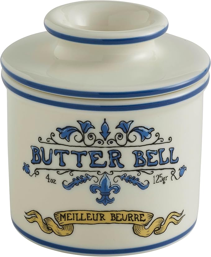 Butter Bell – The Original Art Nouveau French Butter Crock by L Tremain, Water Seal Ceramic Butter Keeper for Countertop, Keeps Butter Fresh & Spreadable Without Refrigeration