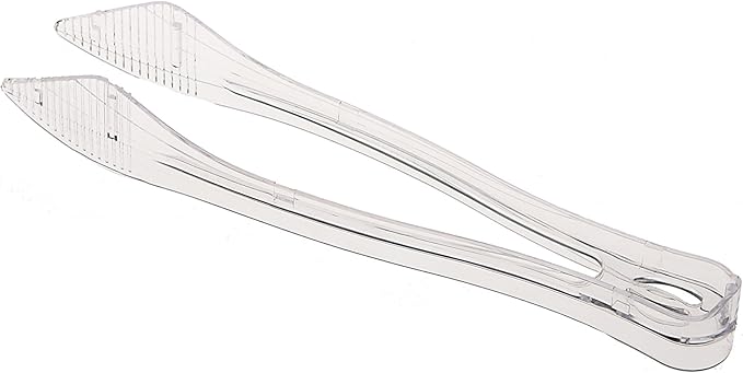 PARTY BARGAINS 8.5 Inches Plastic Serving Tongs, 12 Pack, Premium Quality & Heavy-Duty Clear Plastic Tongs for BBQ, Salads, Grilling, Buffets, Kitchen