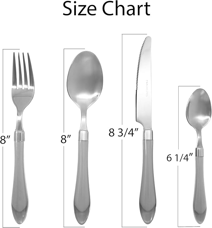 The Original Brink House Rainbow Mix & Match Stainless Steel Cutlery Set with Translucent Handles / 16 pieces with Metal Stand/Lifestyle utensils set for home, first apartment, dorm, outdoor events
