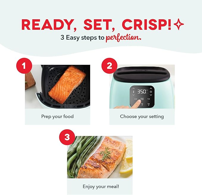 Dash Digital Tasti-Crisp™ Air Fryer - Compact Electric Digital Fryer With Auto Shut-Off Feature - Ideal for Small Spaces - AirCrisp® Technology - 2.6 Quarts - Cool Grey