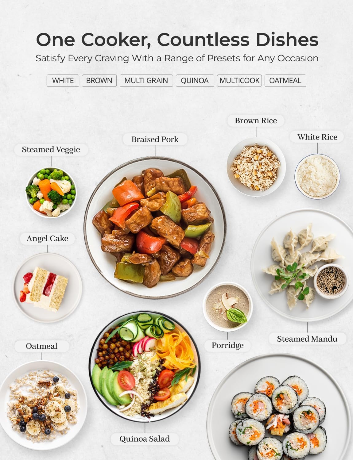 CUCKOO Rice Cooker 3 Cup Uncooked / 6 Cup Cooked, Modern Fuzzy Logic Rice Cooker Small with Delay Timer & Keep Warm Setting, Versatile Food Steamer for Cooking, Non-Stick Inner Pot, Gray (CR-0375FG)