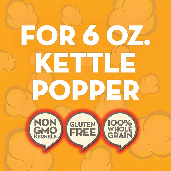JOLLY TIME All in One Popcorn Kit, Portion Packets with Kernels, Oil and Salt for Movie Theater or Air Popper Machines (24 pack, 6oz Kettle)