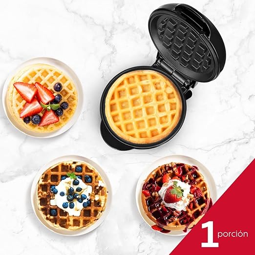 Holstein Housewares Personal Non-Stick Waffle Maker, Black - 4-inch Waffles in Minutes