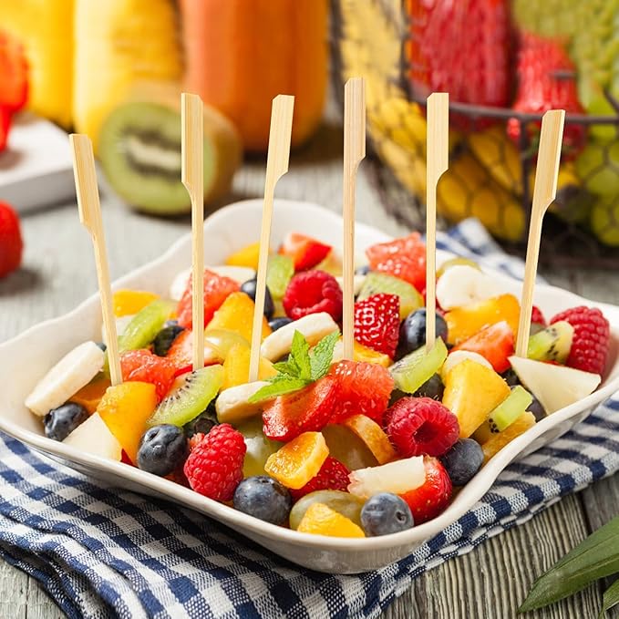 Bamboo Skewers 6 Inch, 200 PCS Cocktail Skewers for Appetizers, BBQ, Fruit Kabobs, Sandwich, Drink