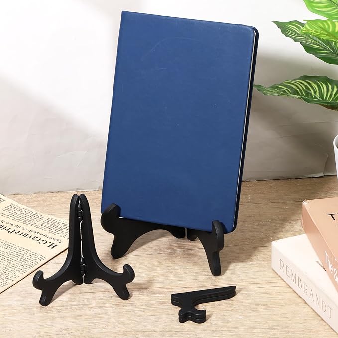 3 Pack Plastic Frame Holder Stand, 3 Size Black Plate Display Stand, Foldable Picture Stands for Display Platter, Dish, Book, Photo